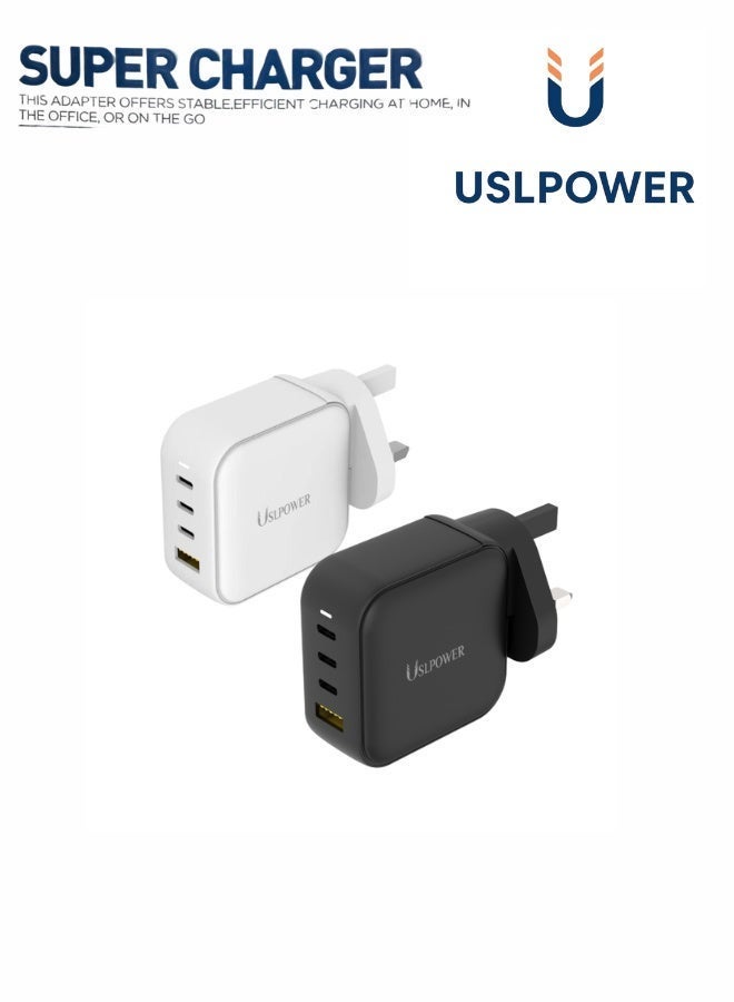 USLPOWER 100W GaN Power Adapter, 4-Port USB-C & USB-A PD Fast Charger, UK Plug Wall Charger for MacBook Pro/Air, iPhone 16/15, iPad, Samsung Galaxy, Laptops & Tablets - Image 3